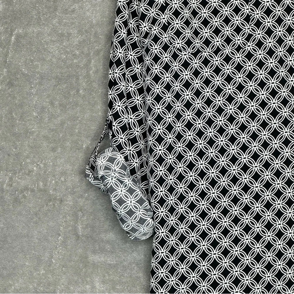 Notations 3X Shirt Top Black Geometric Button Up Tab Long Sleeve V Neck Stretch - Picture 4 of 8